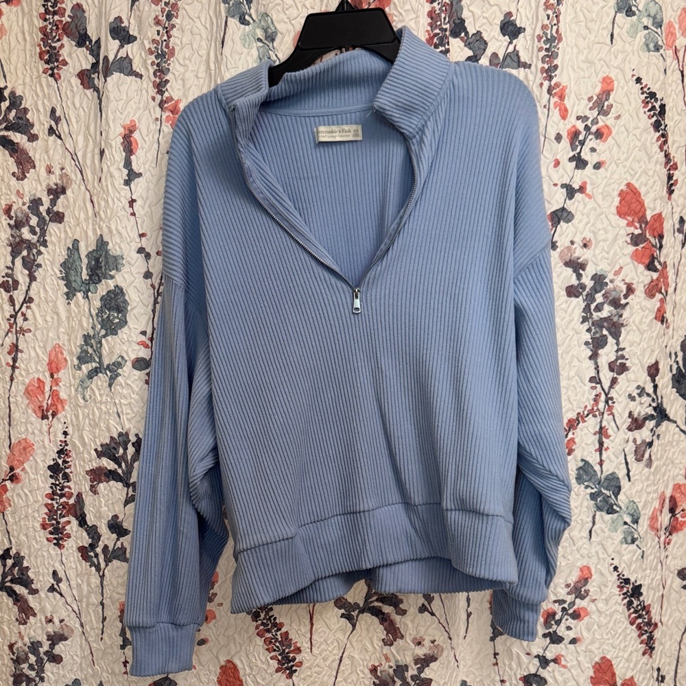 Women's A&F Blue Half-Zip Sweater